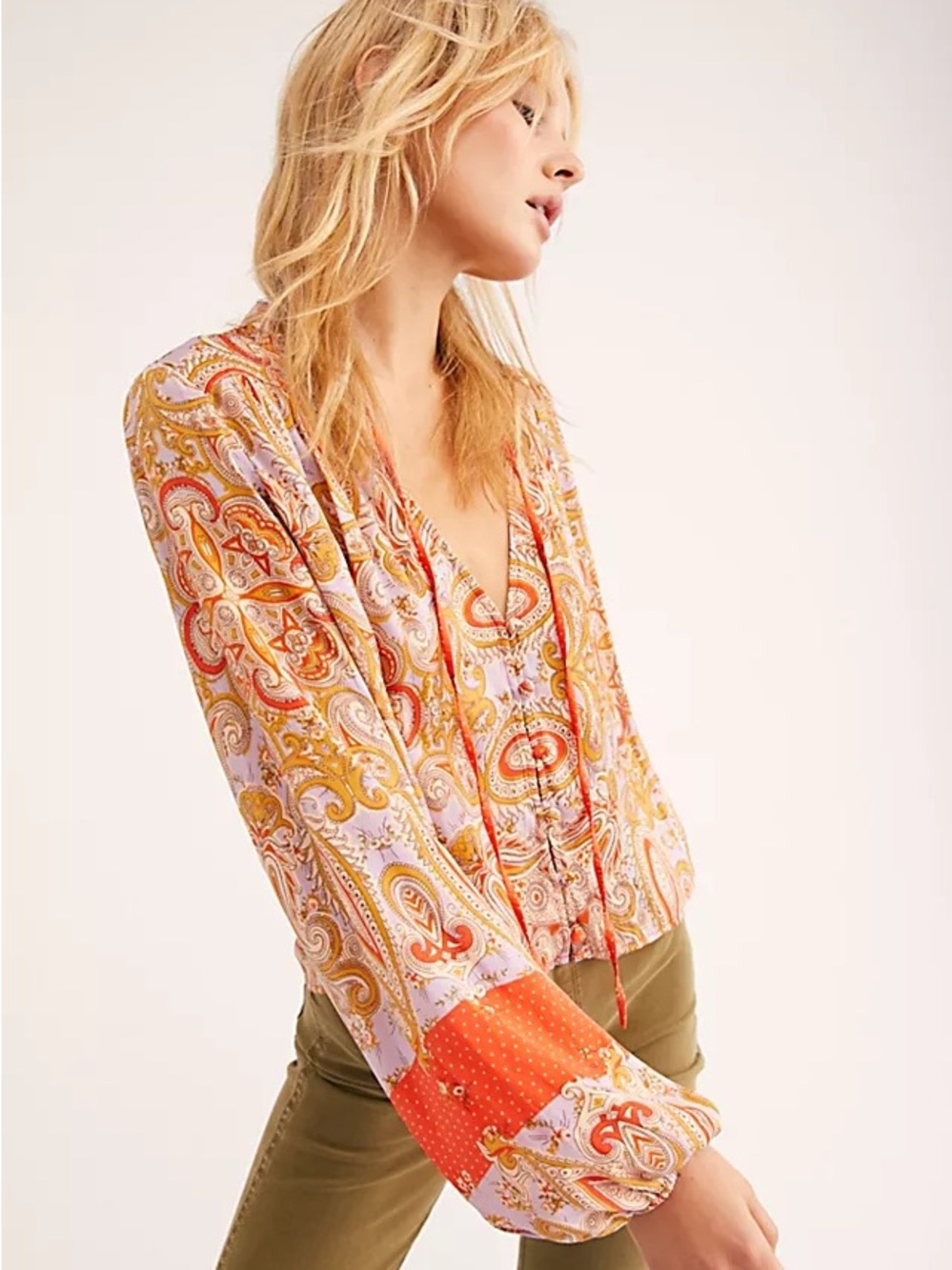 Free People Beautiful Day Paisley Print Blouse